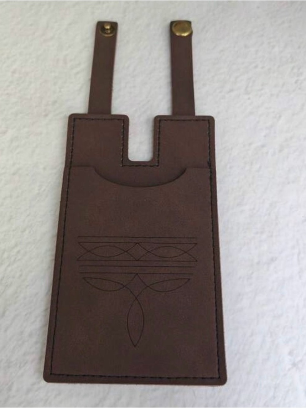 Western Buckle Strap Leather Boot Wallet - Brown